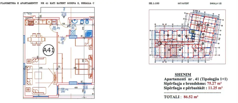 Tirane, shitet apartament 1+1+Ballkon Kati 4, 86 m² 111.800 € (Fundi i Bulevardit, Paskuqan, Residenca Sanel shpk)