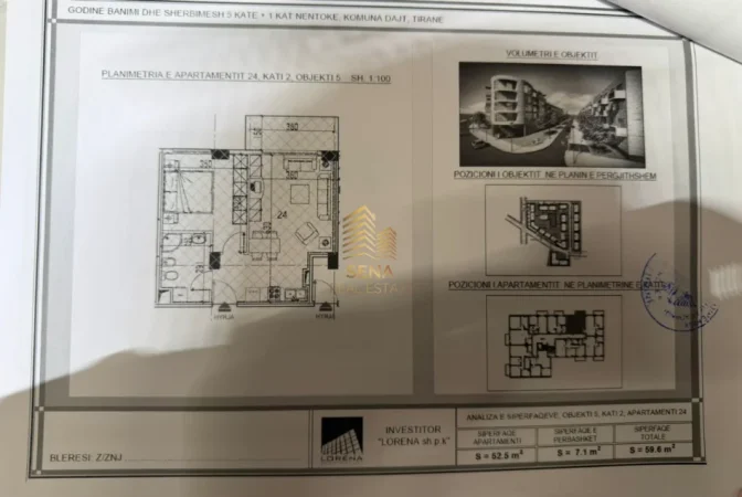 Tirane, shitet apartament 1+1+Ballkon Kati 2, 59 m² 83.450 € (Shkoze)