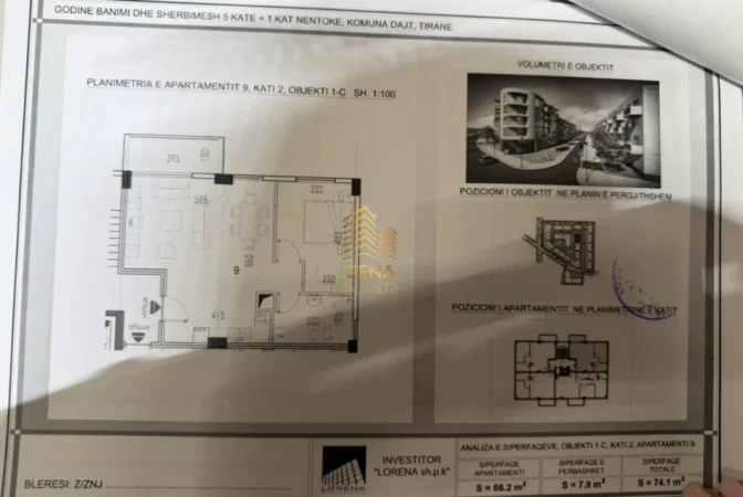 Tirane, shitet apartament 1+1+Ballkon Kati 2, 74 m² 103.750 € (Kompleksi Tom Doshi)