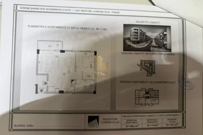 Tirane, shitet apartament 1+1+Ballkon Kati 4, 74 m² 103.750 € (Kompleksi Tom Doshi)
