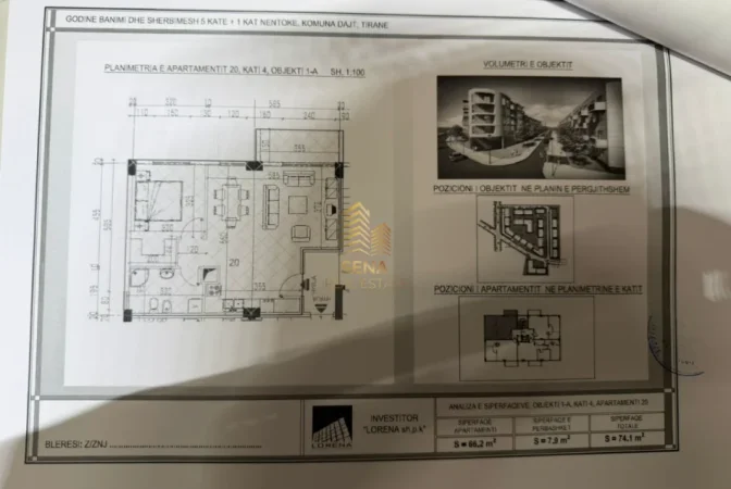 Tirane, shitet apartament 1+1+Ballkon Kati 4, 74 m² 103.750 € (Kompleksi Tom Doshi)