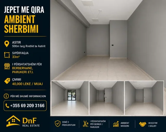 Tirane, jepet me qera ambjent biznesi Kati 0, 33 m² 400 € (Astir)