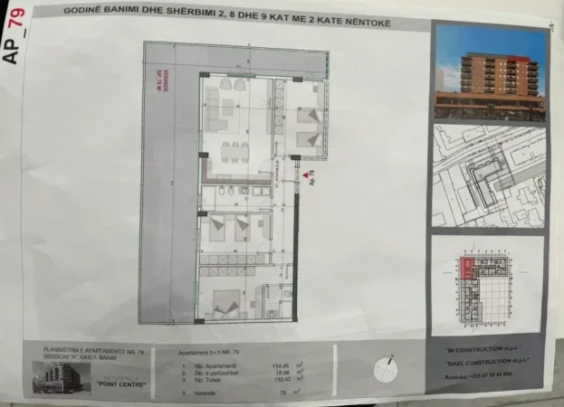 Tirane, shitet apartament 3+1 Kati 7, 212 m² 195.000 € (Kamez)