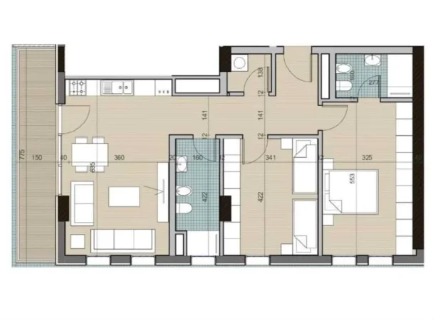 Tirane, shitet apartament 2+1 Kati 8, 127 m² 153.252 € (QTU)