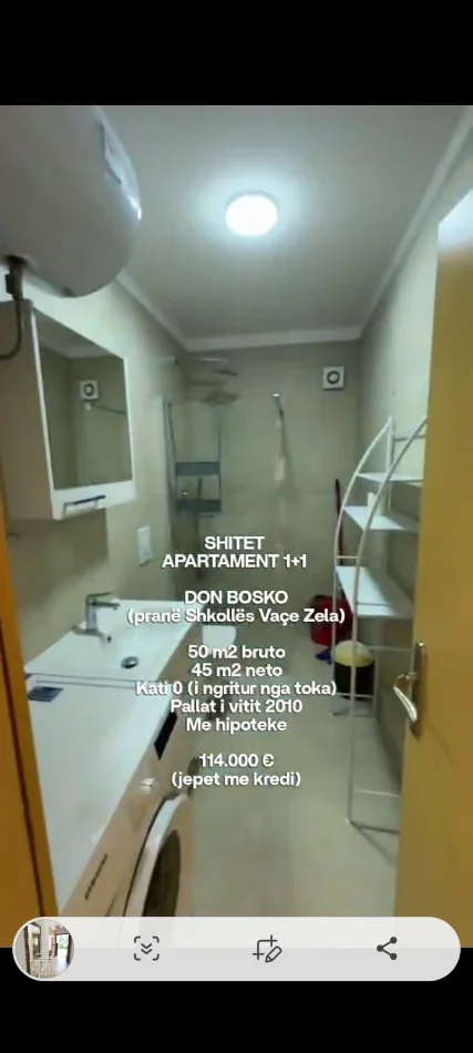 Tirane, shitet apartament 1+1 Kati 0, 50 m² 114.000 € (Shkolla Vace Zela Don Bosko)