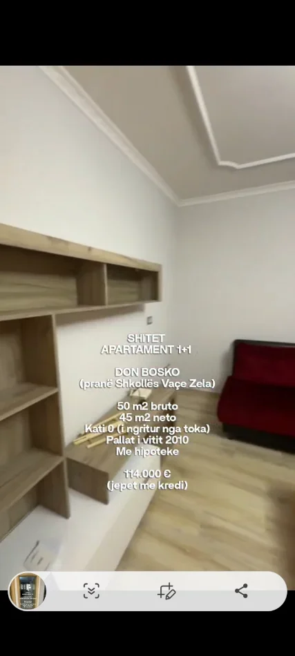 Tirane, shitet apartament 1+1 Kati 0, 50 m² 114.000 € (Shkolla Vace Zela Don Bosko)