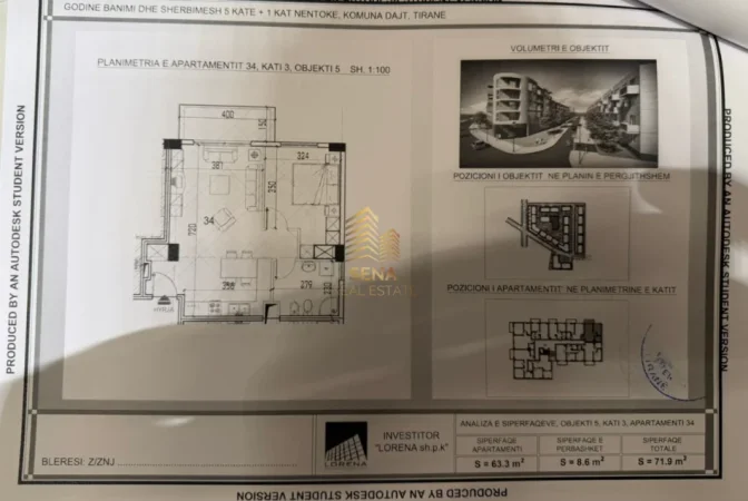 Tirane, shitet apartament 1+1+Ballkon Kati 3, 79 m² 100.600 € (Kompleksi Tom Doshi)