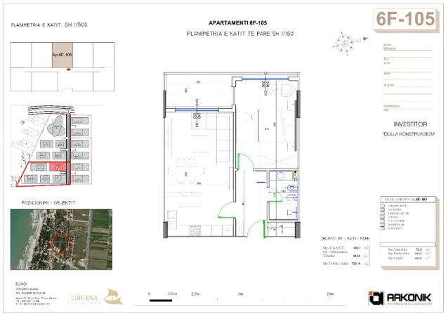 Golem, shitet apartament 1+1 Kati 1, 84 m² 100.800 € (Liburna Residence, Golem)