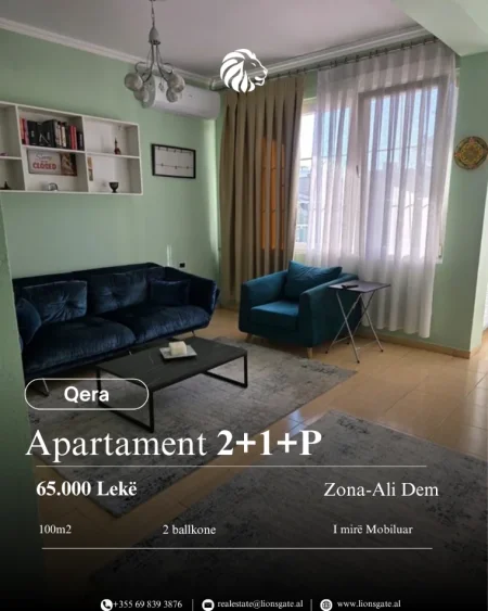 Tirane, jepet me qera apartament 2+1+Ballkon Kati 2, 100 m² 650 € 