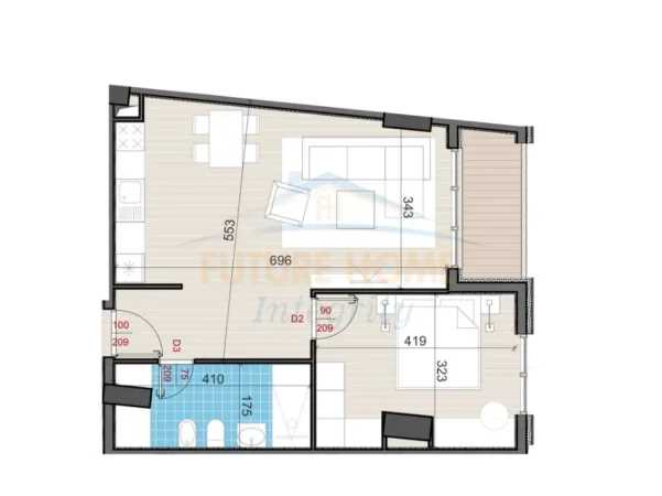 Tirane, shitet apartament 1+1 Kati 3, 74 m² 134.000 € (MATERNITETI I RI)