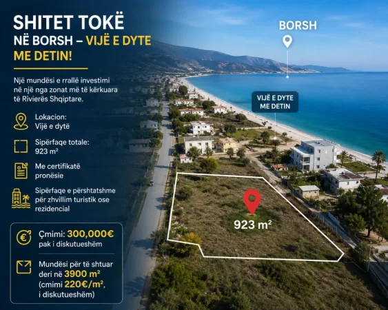 Borsh, shitet toke , 923 m² 300.000 € (borsh)