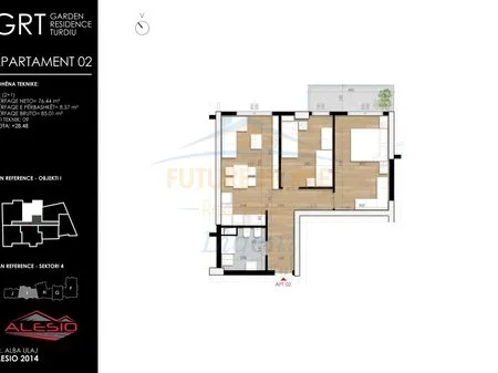 Tirane, shes apartament 2+1+Ballkon Kati 9, 85 m² 149.000 € (Turdiu)