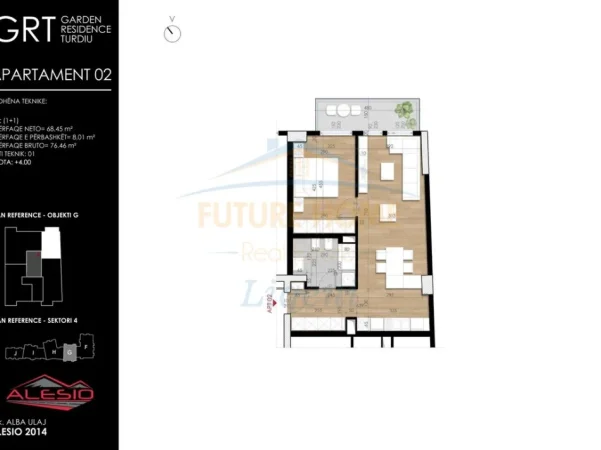 Tirane, shes apartament 1+1 Kati 2, 70 m² 133.800 € 