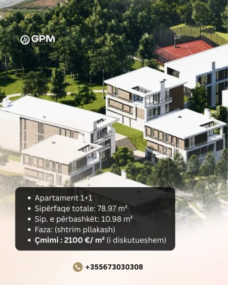 Apartament 1+1 në shitje pranë TEG, në një rezidencë të re banimi.