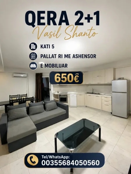 Tirane, jepet me qera apartament 2+1+Ballkon Kati 5, 100 m² 650 € 
