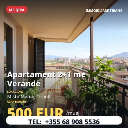 Tirane, jepet me qera apartament 2+1+Ballkon Kati 2, 77 m² 500 € (Misto Mame)