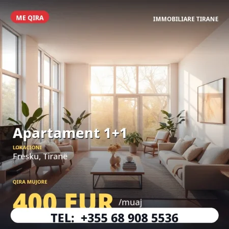 Tirane, jepet me qera apartament 1+1 Kati 2, 400 € (Fresku)