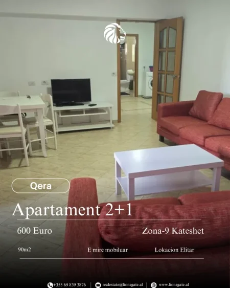 Tirane, jepet me qera apartament 2+1+Ballkon Kati 4, 90 m² 600 € 