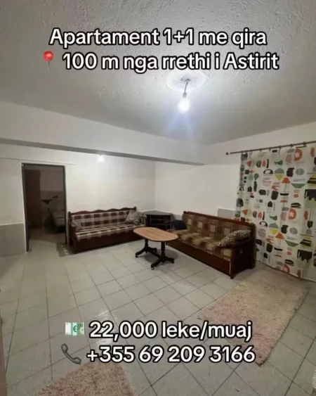 Tirane, jepet me qera apartament 1+1 Kati 1, 220 € (Rruga Idriz Guri)