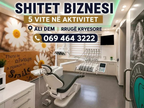 Tirane, shitet biznesi ne aktivitet 5 vite klinik dentare Kati 0, 60 m² (ali dem)