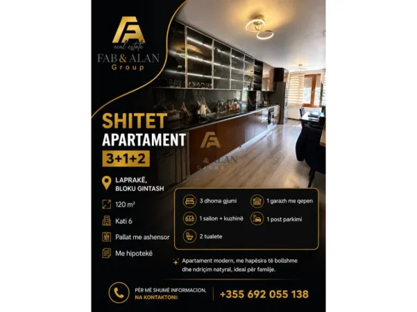 Tirane, shitet apartament 3+1 , 120 m² 220.000 € (Blloku Gintash)