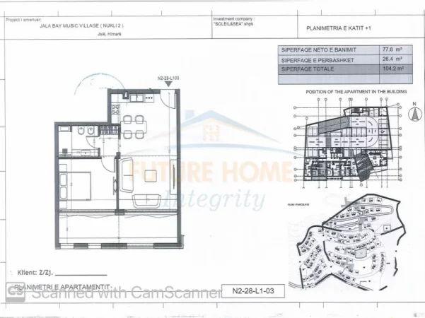 Vlore, shitet apartament 1+1 Kati 1, 104 m² 342.000 € (Kompleksi Folie Village, në Jalë)