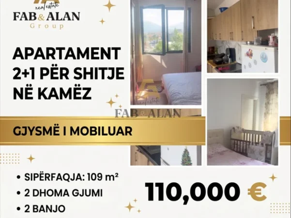 Tirane, shitet apartament 2+1+Ballkon , 110 m² 110.000 € (Kamez)