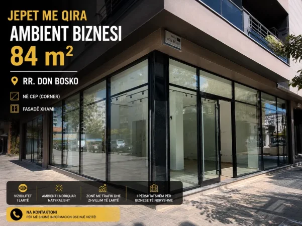 Tirane, jepet me qera ambjent biznesi Kati 0, 84 m² 1.000 € (Don Bosko)