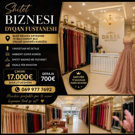 Tirane, shitet Biznesi (dyqan fustanesh) Kati 1, 60 m² (Kamez)
