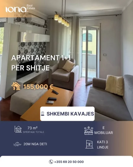 Shkembi Kavajes, shitet apartament 1+1+Ballkon Kati 3, 73 m² 155.000 € (20 m nga deti)