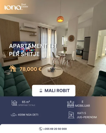 Mali Robit, shitet apartament 1+1+Ballkon , 65 m² 78.000 € 