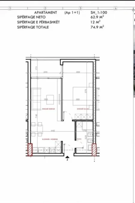 Tirane, shitet apartament 1+1+Ballkon Kati 8, 75 m² 78.650 € (Astir)