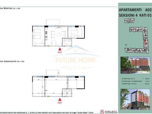 Tirane, shitet apartament 2+1+A+BLK Kati 1, 85 m² 119.420 Euro