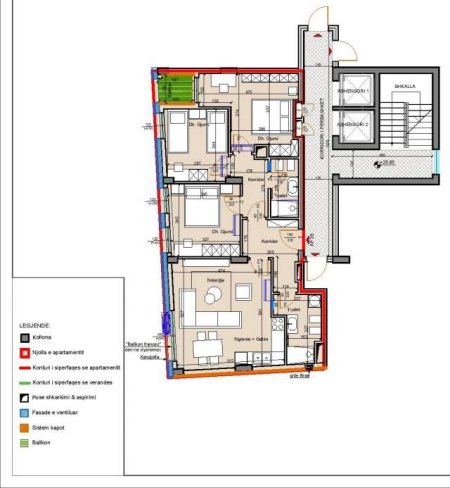 Tirane, shitet apartament 3+1+BLK Kati 7, 120 m² 150.012 Euro (Fusha e aviacionit)