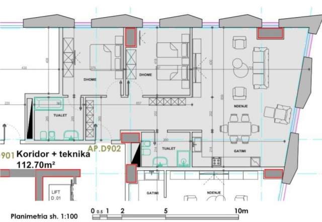 Tirane, shitet apartament 2+1 Kati 9, 179 m² 3.500 Euro/m2 (ish Ekzpozita)