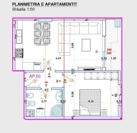 Tirane, shitet apartament 1+1+BLK Kati 7, 71 m² 77.825 Euro (Rruga Tre Deshmoret)
