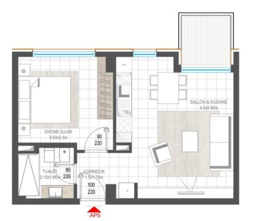 Tirane, shitet apartament 63 m² 1.900 Euro/m2 (Dispanceria)