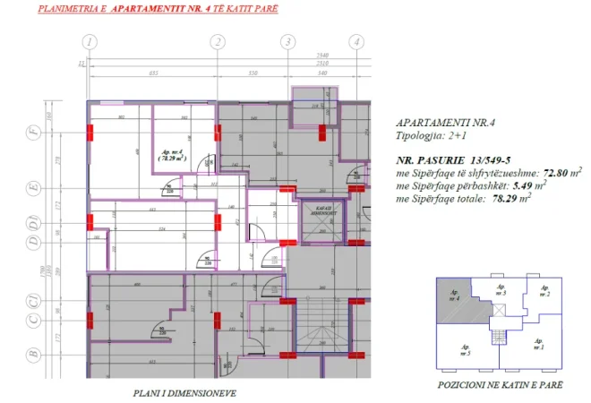 Tirane, shitet apartament 2+1+Ballkon Kati 1, 78 m² (Rruga Tre Vellezerit Kondi)
