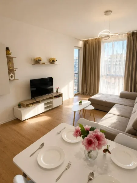 Tirane, jepet me qera apartament 1+1 Kati 6, 65 m² 400 € (paskuqan)