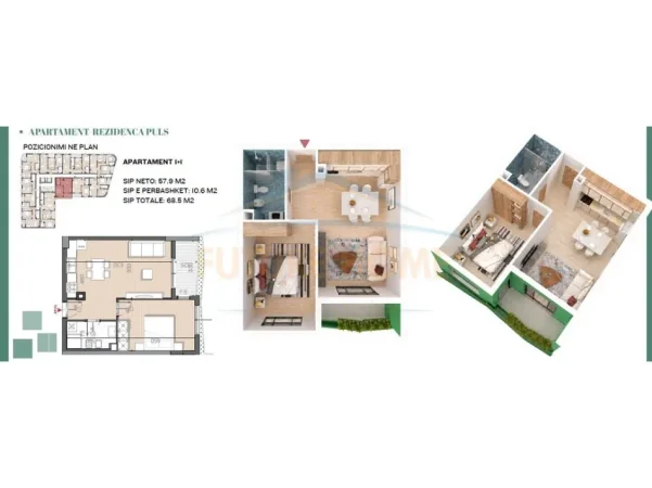 Tirane, shitet apartament 1+1 Kati 6, 69 m² 137.680 € (Rruga e Dibres)