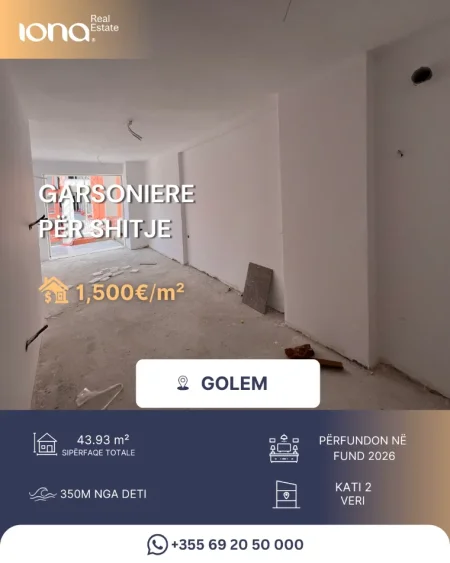 Golem, shitet garsonier Studio Kati 2, 44 m² (Prane Miami 2)