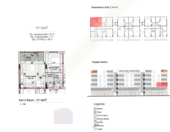 Durres, shitet apartament 1+1 Kati 2, 64 m² 141.460 € (Durres)