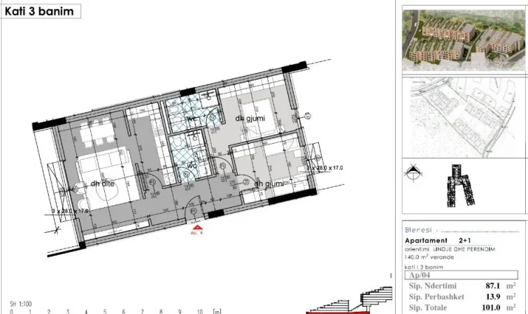 Tirane, shitet apartament 2+1 Kati 3, 101 m² 222.200 € (Dream House Residence / prane Liqenit Artificial)