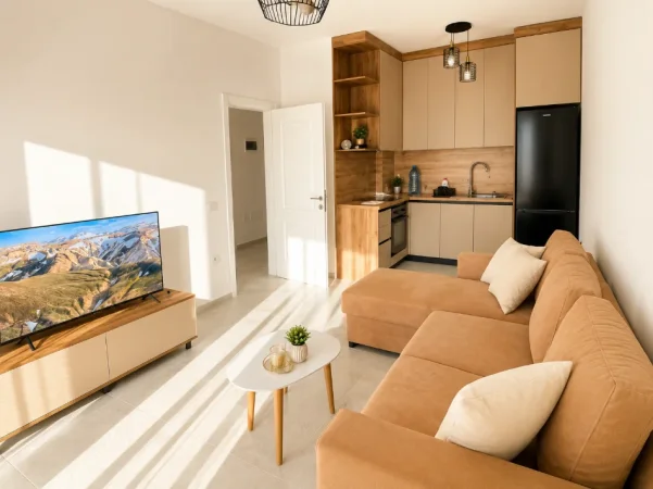 Tirane, jepet me qera apartament 1+1+Ballkon , 65 m² 420 € (Pishat e Buta, Golem)