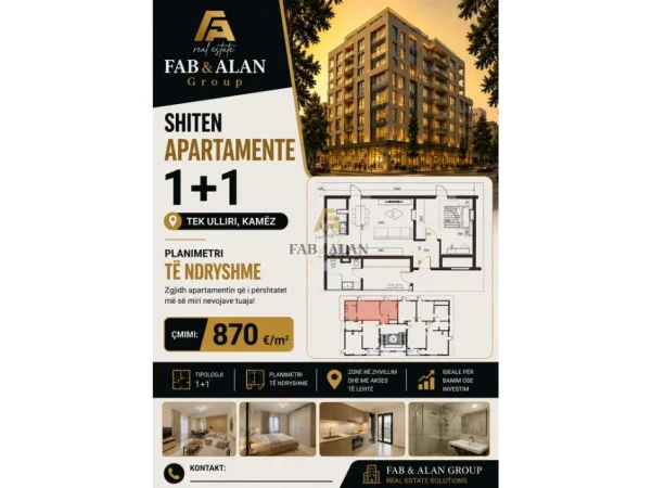 Tirane, shitet apartament 1+1 , 70 m² 60.595 € (Kamez)