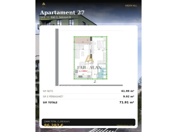 Tirane, shitet 1+1 , 71 m² 86.292 € (Paskuqan)