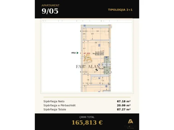 Tirane, shitet apartament 2+1+Ballkon , 87 m² 165.813 € (Ish Fusha e Aviacionit)