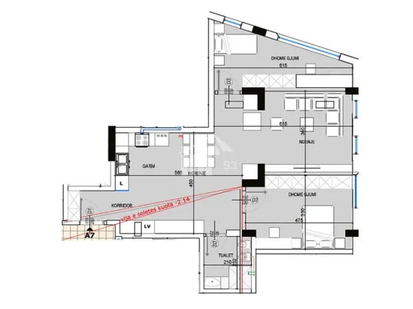 Tirane, shitet apartament 2+1 Kati 2, 123 m² 224.741 € (REZIDENCA “KODRA E DIELLIT”)