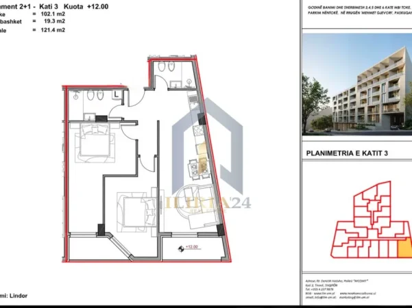 Tirane, shitet apartament 2+1+Ballkon Kati 2, 121 m² 133.540 € (Shitet apartament 2+1 ne Paskuqan , Aluna 5)