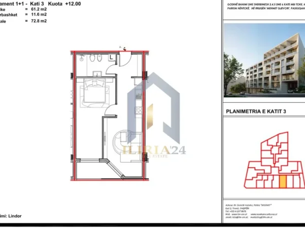 Tirane, shitet apartament 1+1+Ballkon Kati 3, 73 m² 80.080 € (Aluna 5 apartament 1+1 per shitje , Paskuqan)